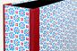 Preview: Rot blauer Aktenordner mit feinen Stempelblumen